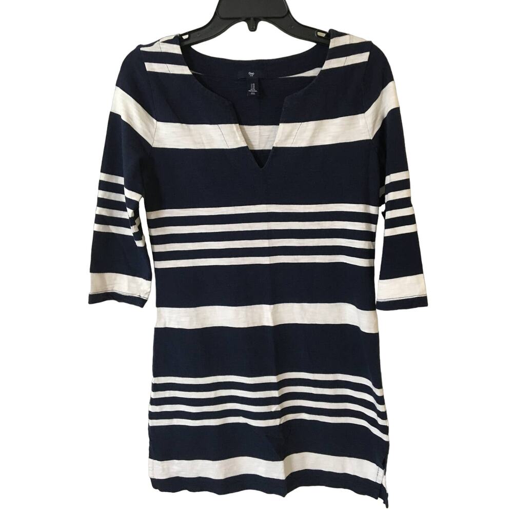 Gap Nautical Navy & White 1/2 Sleeve Size XS Short Dress, Cover Up 100% Cotton
